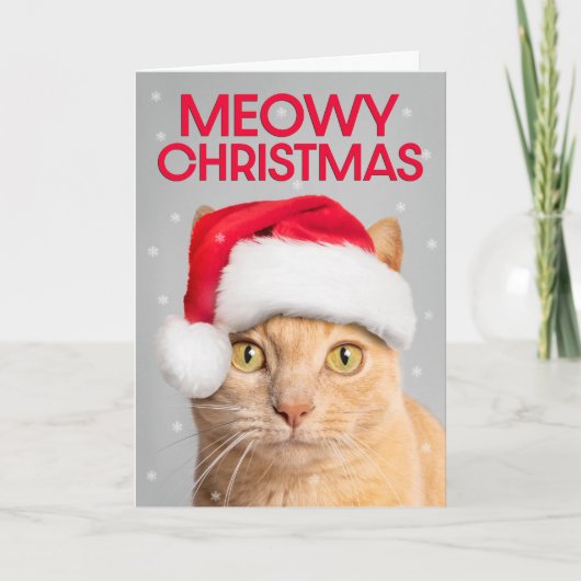 可愛いオレンジ色のタビー猫のためのメリークリスマス シーズンカード (正面)