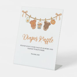 可愛いオレンジ色のハロウィーンベビーシャワーおむつラッフル 台座サイン