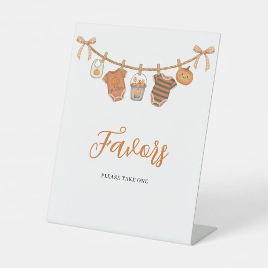 可愛いオレンジ色のハロウィーン赤ちゃんシャワーカードギフト 台座サイン (正面)