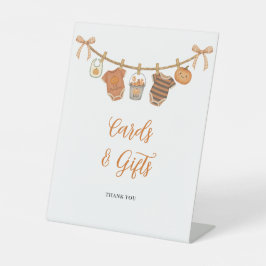 可愛いオレンジ色のハロウィーン赤ちゃんシャワーカードギフト 台座サイン