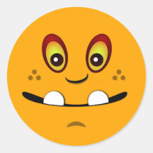 可愛いオレンジ色のモンスター顔（アンダーバイト付）