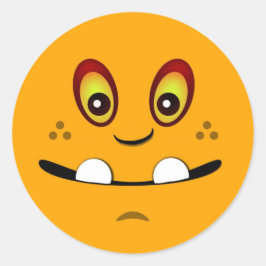 可愛いオレンジ色のモンスター顔（アンダーバイト付） ラウンドシール