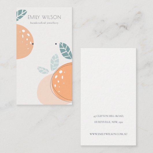 可愛いオレンジ色の抽象芸術はっきりしたのイヤリングディスプレイ 名刺 (正面/裏面)