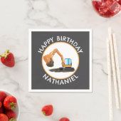 可愛いオレンジ色の掘削機の掘り下げ漫画パーソナライズされた スタンダードカクテルナプキン (インサイチュ)