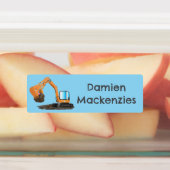 可愛いオレンジ色の掘削機の掘り下げ漫画パーソナライズされた ラベル (貼付)