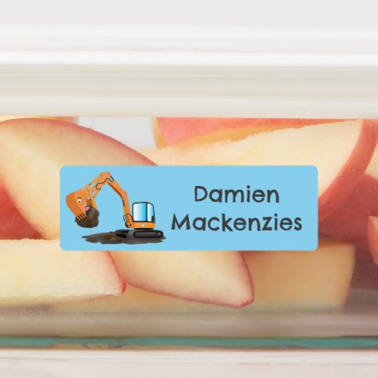 可愛いオレンジ色の掘削機の掘り下げ漫画パーソナライズされた ラベル (貼付)