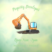 可愛いオレンジ色の掘削機の掘り下げ漫画 ウィンドウサイン (シート3)