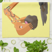 可愛いオレンジ色の掘削機の掘り下げ漫画 キッチンタオル (折り畳み)