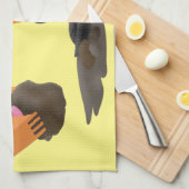 可愛いオレンジ色の掘削機の掘り下げ漫画 キッチンタオル (四つ折り)