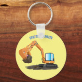 可愛いオレンジ色の掘削機の掘り下げ漫画 キーホルダー (正面)