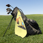 可愛いオレンジ色の掘削機の掘り下げ漫画 ゴルフタオル (グリーン)