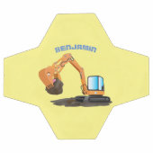 可愛いオレンジ色の掘削機の掘り下げ漫画 サッカーボール (フラット)