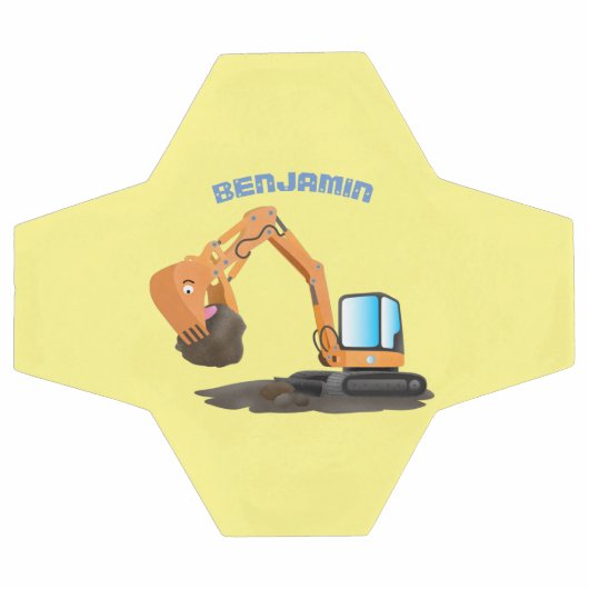 可愛いオレンジ色の掘削機の掘り下げ漫画 サッカーボール (フラット)