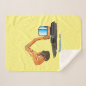 可愛いオレンジ色の掘削機の掘り下げ漫画 シェルパブランケット (正面(横))