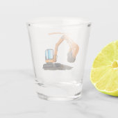 可愛いオレンジ色の掘削機の掘り下げ漫画 ショットグラス (裏面)