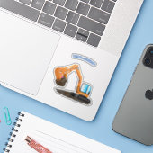 可愛いオレンジ色の掘削機の掘り下げ漫画 シール (ノートパソコンとiPhone)