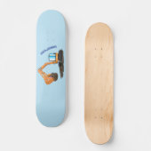 可愛いオレンジ色の掘削機の掘り下げ漫画 スケートボード (正面)