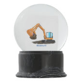 可愛いオレンジ色の掘削機の掘り下げ漫画 スノーグローブ (裏面)