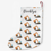 可愛いオレンジ色の掘削機の掘り下げ漫画 スモールクリスマスストッキング (裏面)