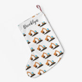 可愛いオレンジ色の掘削機の掘り下げ漫画 スモールクリスマスストッキング (裏面 (吊り時))