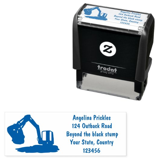 可愛いオレンジ色の掘削機の掘り下げ漫画 セルフインキングスタンプ (インサイチュ)