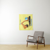 可愛いオレンジ色の掘削機の掘り下げ漫画 タペストリー (インサイチュ)