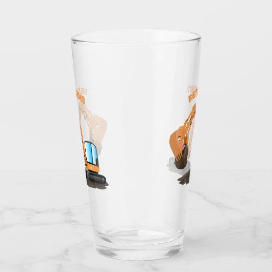 可愛いオレンジ色の掘削機の掘り下げ漫画 タンブラーグラス (右)