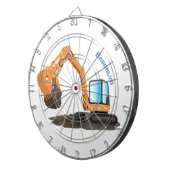 可愛いオレンジ色の掘削機の掘り下げ漫画 ダーツボード (正面右)