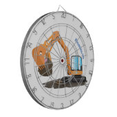 可愛いオレンジ色の掘削機の掘り下げ漫画 ダーツボード (正面左)