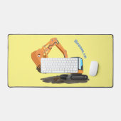 可愛いオレンジ色の掘削機の掘り下げ漫画 デスクマット (キーボード&マウス)