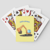 可愛いオレンジ色の掘削機の掘り下げ漫画 トランプ (裏面)