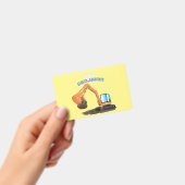 可愛いオレンジ色の掘削機の掘り下げ漫画 バッジ (手持ち)