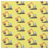 可愛いオレンジ色の掘削機の掘り下げ漫画 ファブリック (見本)