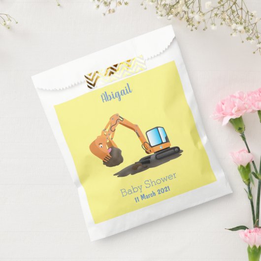 可愛いオレンジ色の掘削機の掘り下げ漫画 フェイバーバッグ (封をした状態)