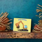 可愛いオレンジ色の掘削機の掘り下げ漫画 フォトプラーク (側面)