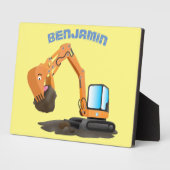 可愛いオレンジ色の掘削機の掘り下げ漫画 フォトプラーク (側面)