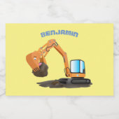 可愛いオレンジ色の掘削機の掘り下げ漫画 フードラベル (シングルラベル)