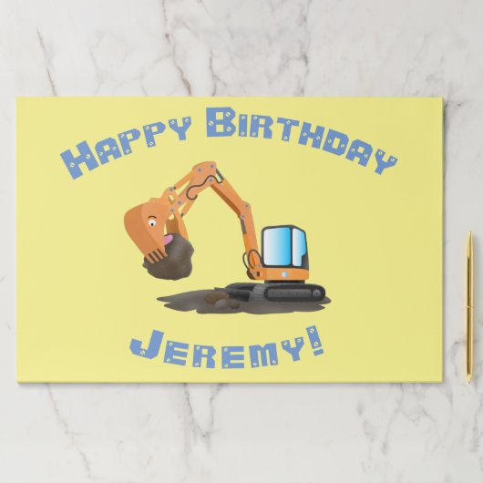 可愛いオレンジ色の掘削機の掘り下げ漫画 ペーパーパッド (インサイチュ)