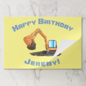 可愛いオレンジ色の掘削機の掘り下げ漫画 ペーパーパッド (折り畳み)