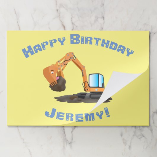 可愛いオレンジ色の掘削機の掘り下げ漫画 ペーパーパッド (折り畳み)