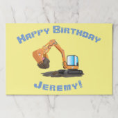 可愛いオレンジ色の掘削機の掘り下げ漫画 ペーパーパッド (正面)