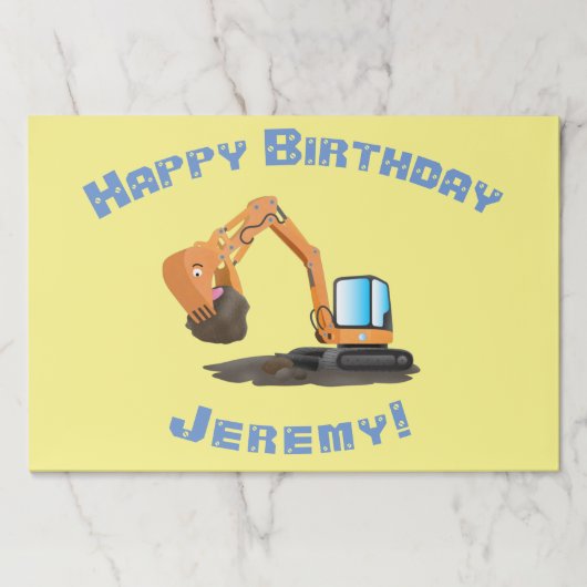 可愛いオレンジ色の掘削機の掘り下げ漫画 ペーパーパッド (正面)