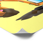 可愛いオレンジ色の掘削機の掘り下げ漫画 ポスター (角)