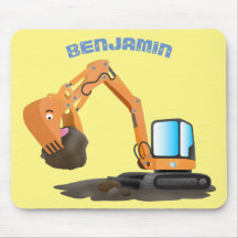 可愛いオレンジ色の掘削機の掘り下げ漫画