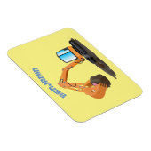 可愛いオレンジ色の掘削機の掘り下げ漫画 マグネット (右側)