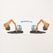 可愛いオレンジ色の掘削機の掘り下げ漫画 ヨガマット (裏面(横))