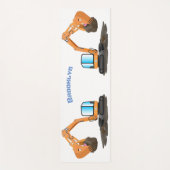 可愛いオレンジ色の掘削機の掘り下げ漫画 ヨガマット (正面)