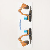 可愛いオレンジ色の掘削機の掘り下げ漫画 ヨガマット (裏面)