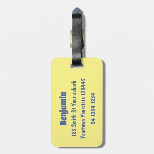 可愛いオレンジ色の掘削機の掘り下げ漫画 ラゲッジタグ (裏面縦)