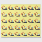 可愛いオレンジ色の掘削機の掘り下げ漫画 ラッピングペーパー (フラット)